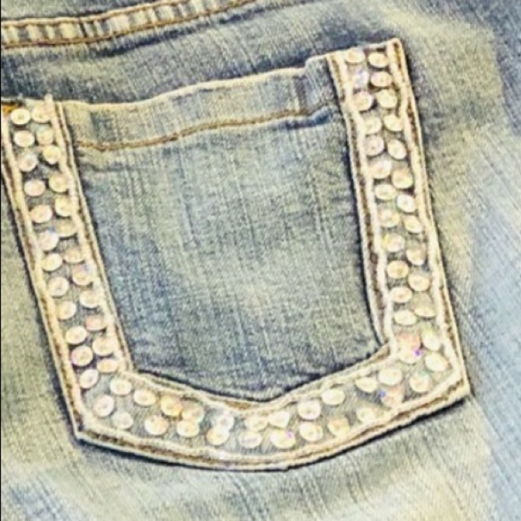 B 52 SIZE 10 blue jeans Rhinestone pockets Stretch straight boot - Picture 4 of 14